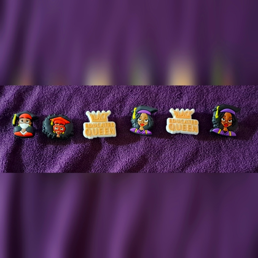 Black Educated Queen Croc Charms